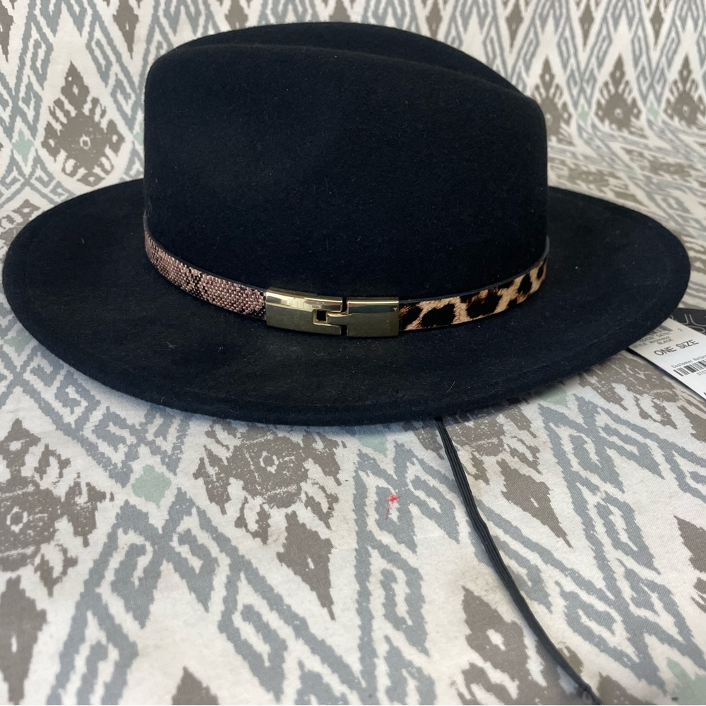 INC leopard snake skin black hat NEW